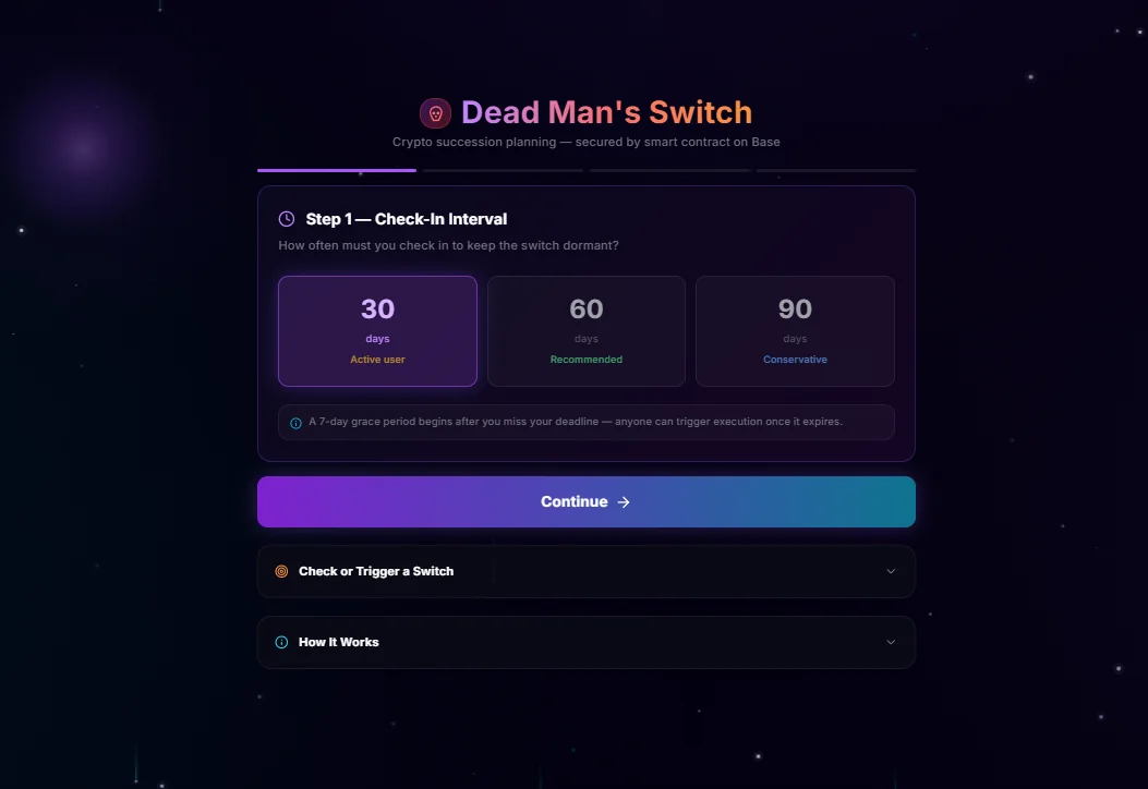 Dead Man's Switch crypto succession interface