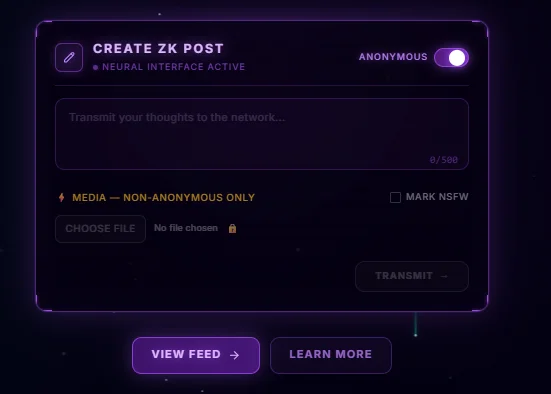 ZK-Anon anonymous post creation interface